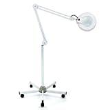 Lenjkyyo 5x LED lupplampa med stativ, lupplampa, dimbar, rullstativ 125 mm, 5 dioptrier, lins vit, lampa, arbetslampa, kosmetiksalonger, 22 W, kosmetika, skönhetssalonger, stativ