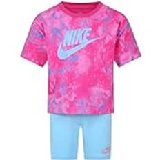 Nike KOMPLETT BARN BOXY TEE OCH BIKE SHORT 36L658, Fuxia, 3-4 anni