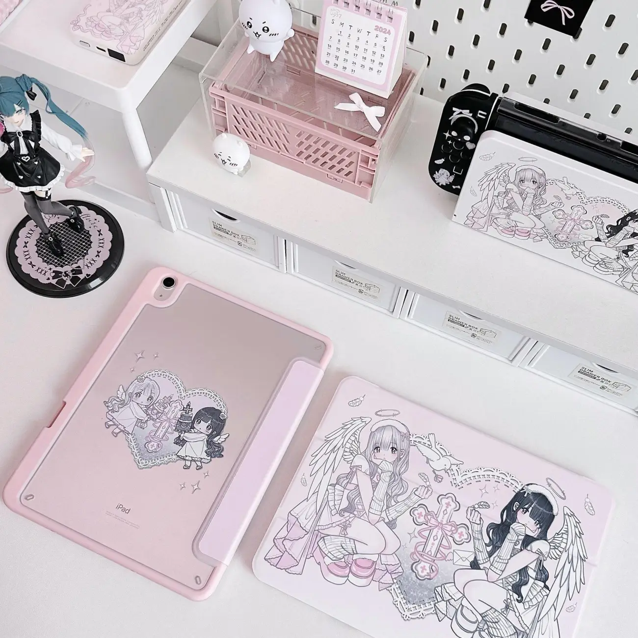 Anime Angel Wings Girl Pink Y2K Cover For iPad Pro 13 11th M5 M4 12.9 A16 10 8 7 9th 10th For Ipad Air 11 M2 M3 Mini Tablet Case