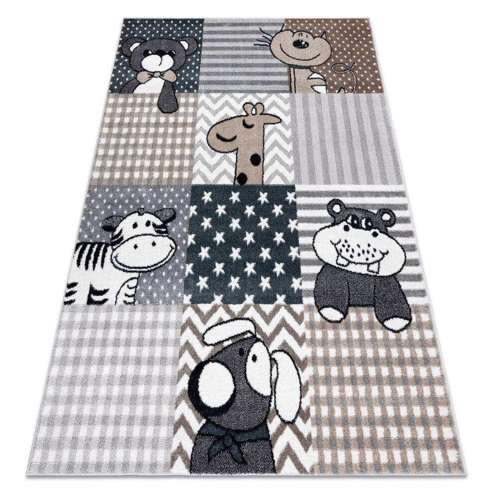Matta FUN Pets för barn, djur grå 180x270 cm