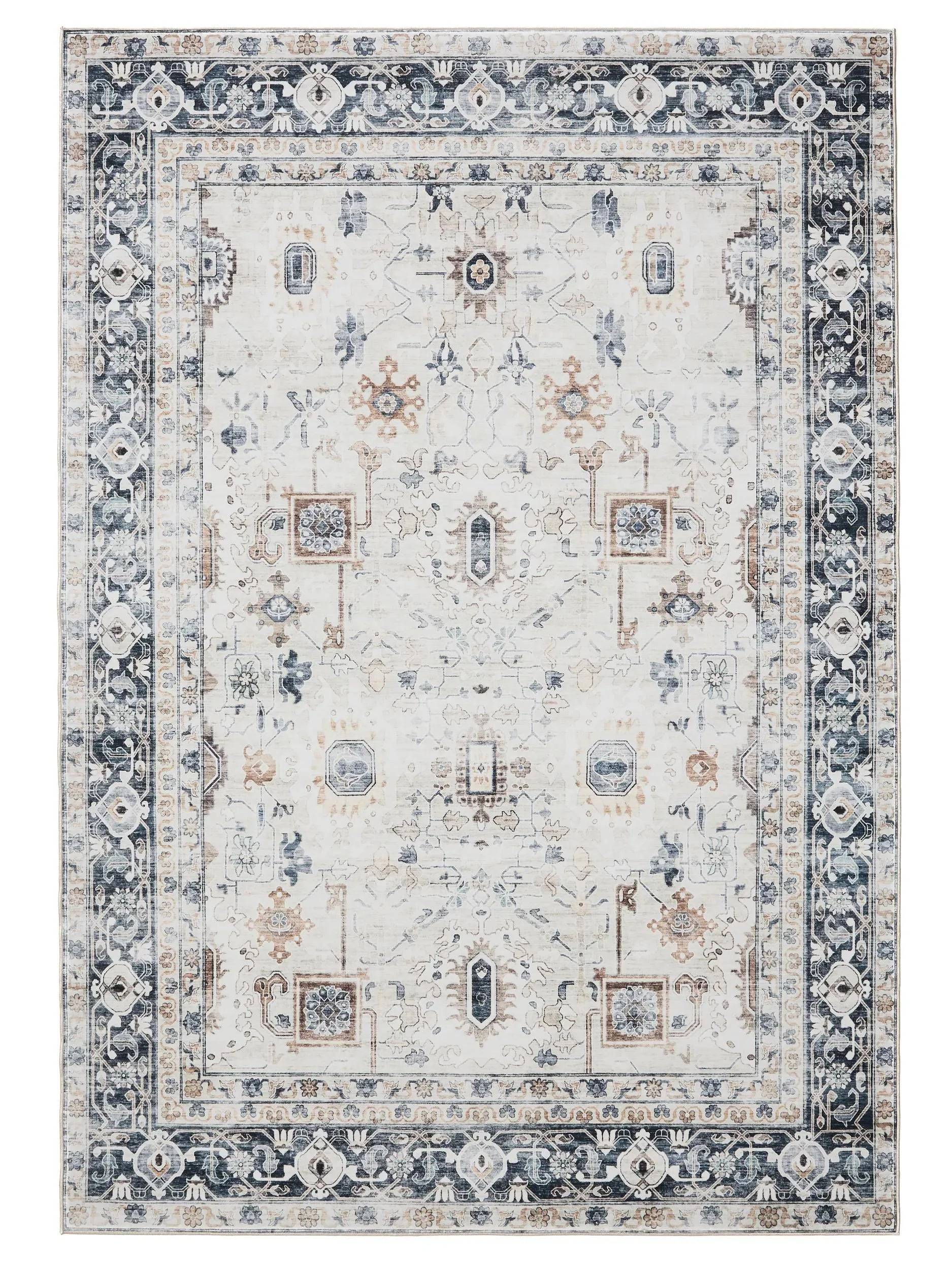 ATLAS Creme Grå Vaskbart Tæppe - Rektangulær / 60x120 cm / Hvid