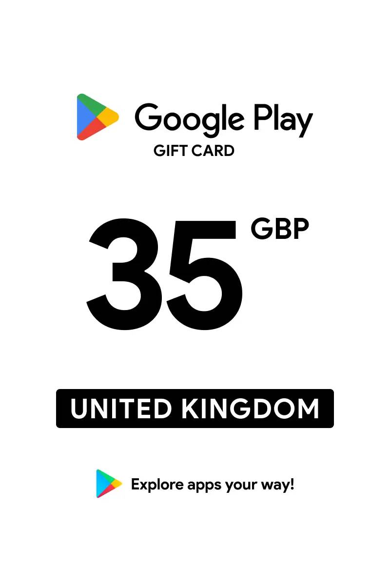 Google Play £35 GBP Gift Card (UK) - Digital Code.