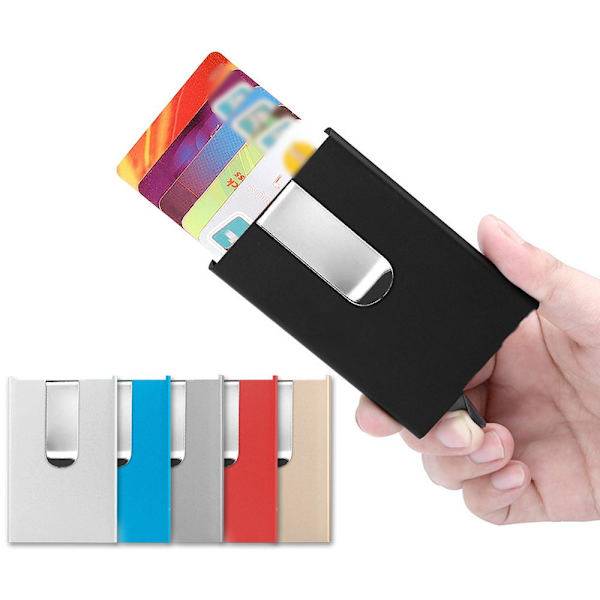 Korthållare 5 kort med Sedelklämma & Pop-Up - RFID-skydd