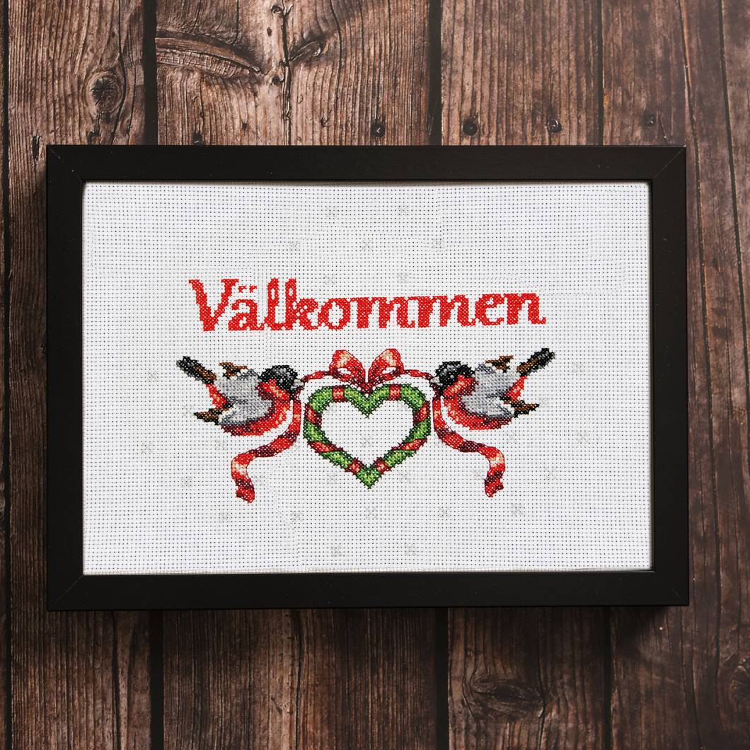 Domherrar och snöflingor - tavla