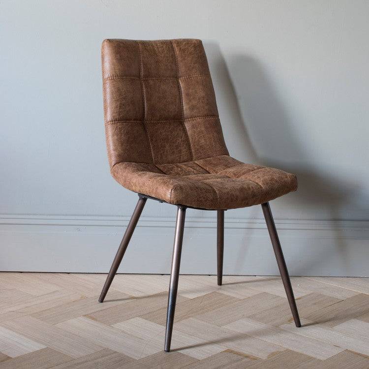 Darwin Set of 2 Dining Chairs - Brown Faux Leather