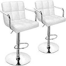 Bar chair Barstolar Set med 2 vita barstolar med armar Svängbara pallar i mothöjd Justerbar barstol med baksida Barstol Armstöd Moderna ö-stolar för kök 360 grader (svart/vit, 2 st) Bar stool