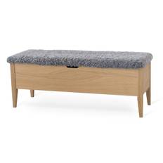 KLINTE bänk 120 cm oljad ek med äkta fårskinn