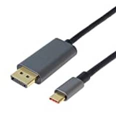 PremiumCord kabel USB-C till DisplayPort 1.4, upplösning upp till UHD 8K@60Hz, 4K@120Hz och FULL HD 1080p, kontakt till kontakt, HDCP 2.2, aluminium, färg: metallic-grå, längd: 2 m