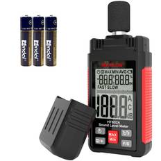 HT602A Sound Level Digital High Precision LCD Decibel Meter with Recording Range Temperature and Humidity Data Suitable for Office Traffic Meter, svart