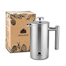 Groenenberg fransk press I kaffepress I isolerad cafetiere I rostfritt stål kaffebryggare i olika storlekar 2 koppar till 4 koppar (600 ml)