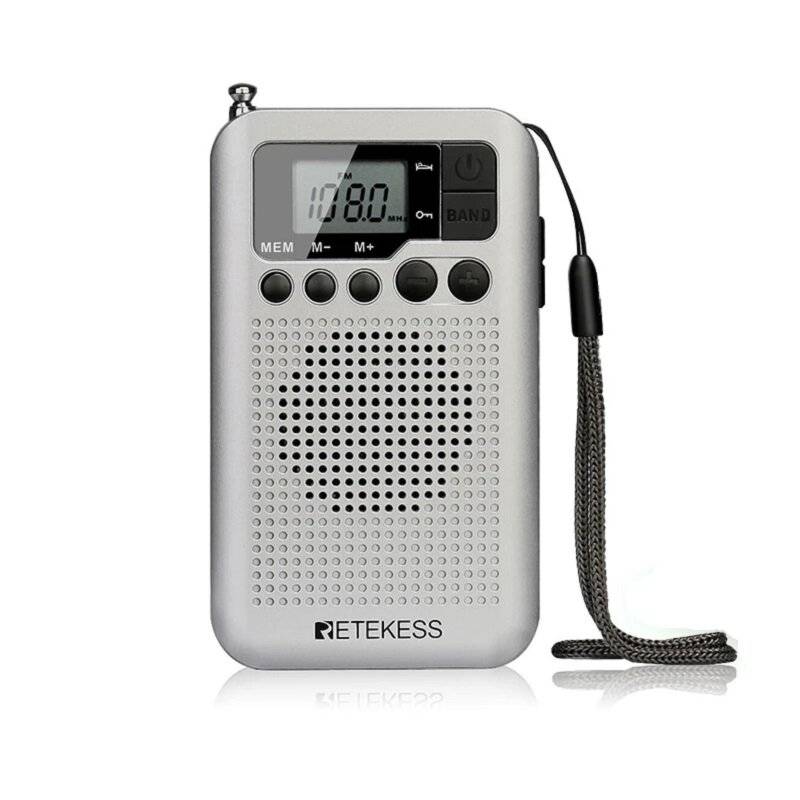 Retekes TR106 Mini Radio Bärbar radio FM AM-radio med LCD-skärm Digital programmering Högtalare Hörlursuttag Stöd för kl