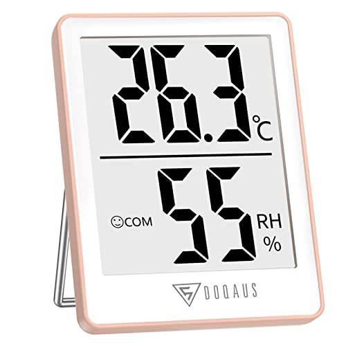 DOQAUS Digital Inomhushygrometer Mini Rumstermometer Temperaturmätare och Fuktmätare Temperatur och Fuktighetsmätare för Rum Hem Kontor Växthus Luftkomfort Baby Rumstermometer (Rosa)