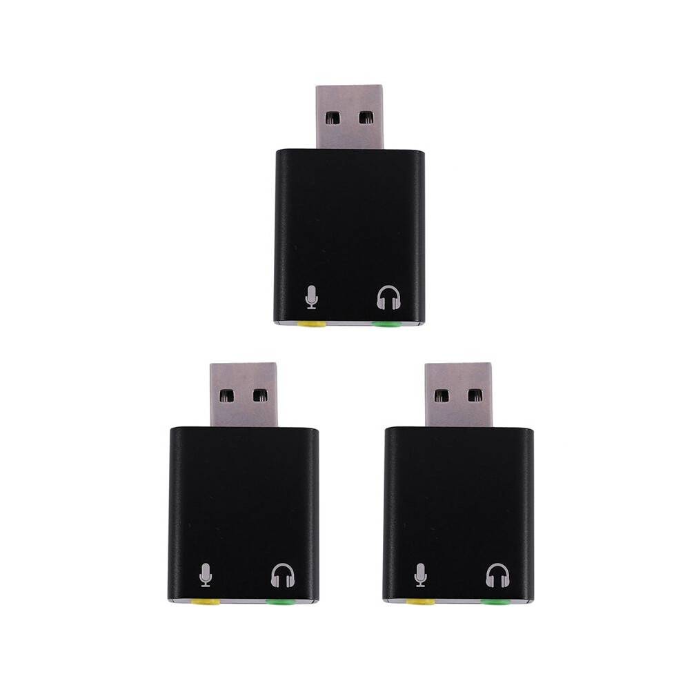 3X 7.1-Channel Aluminum Alloy USB Sound Card Computer External Sound Card USB7.1 Sound Card Analog Sound Card
