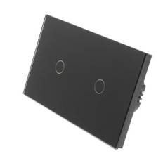 Touch Dimmer Dubbelpanel Glas Strömbrytare (Svart) 2 Polig Dubbel Panel