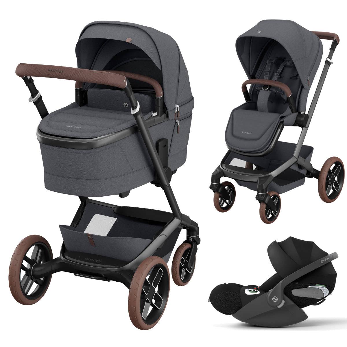 Maxi Cosi Fame 3-in-1 Stroller Set incl. Cybex Cloud T i-Size Car Seat - Twillic Graphite