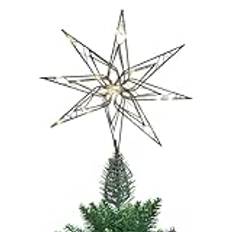 24-Corner Pentagram Christmas Star Tree Topper With LED Lights | Twinkling Holiday Tree Decoration | Hollow Iron Star For Christmas Tree | Festive LED Lighted Treetop Ornament For Home Decor