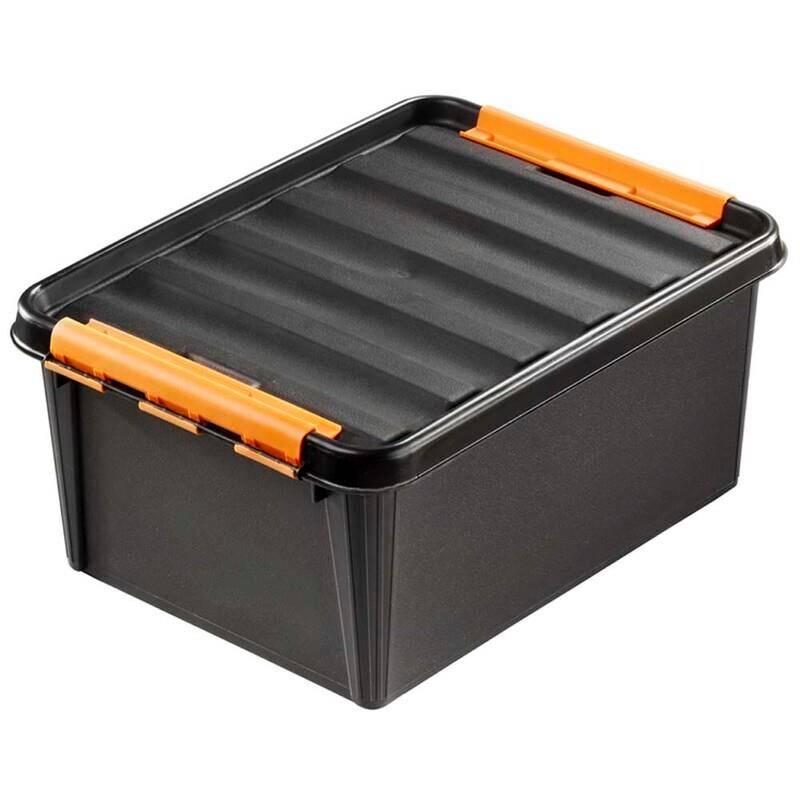 Plastkasse SmartStore Pro 31 sort 32l robust m/låg 50x39x26c pakke med 6 stk..