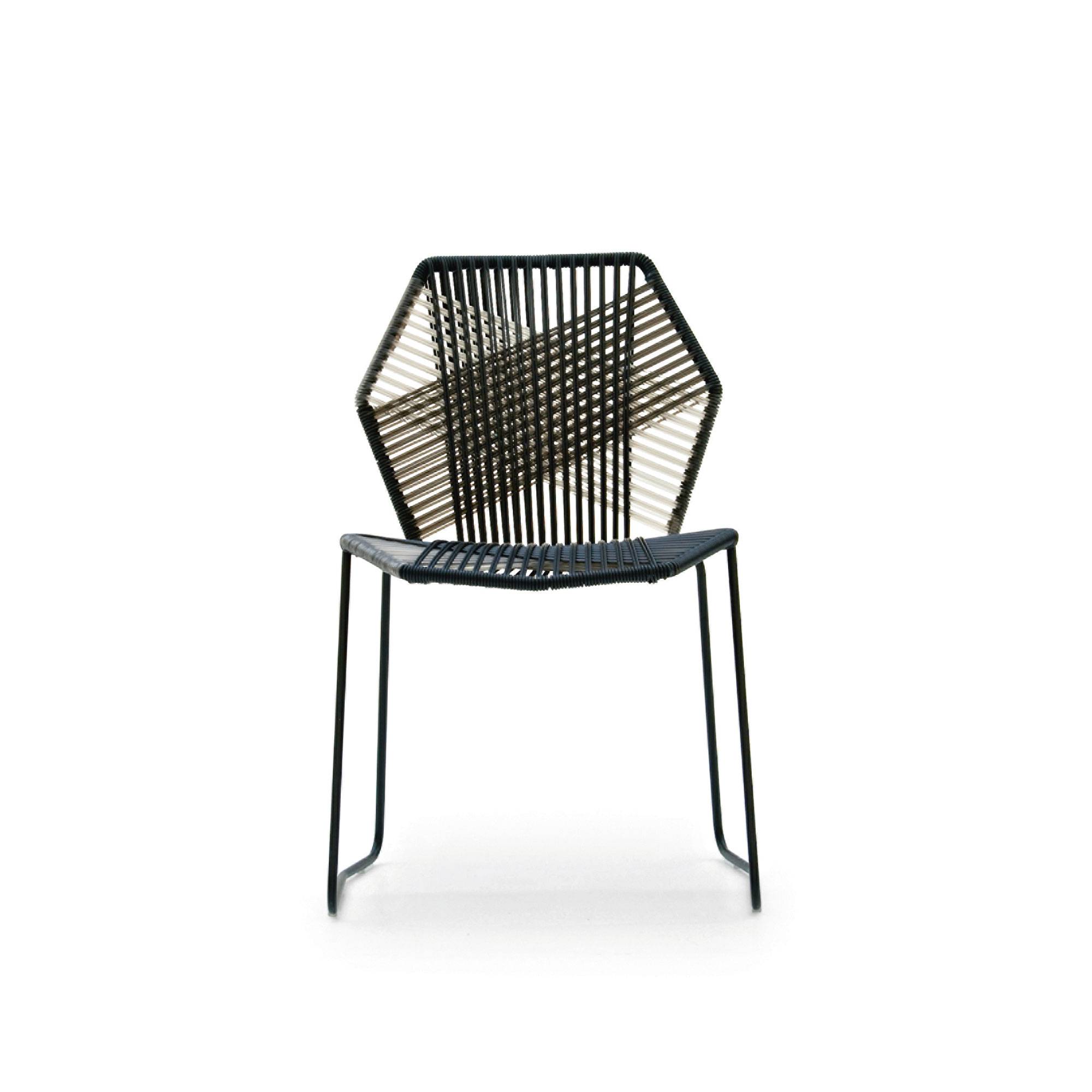 Moroso - Tropicalia Chair Varnished,Woven Chord Black/Light Black/Medium Black - Matstolar utomhus - Patricia Urquiola - Svart - Metall/Syntetiskt/Plast