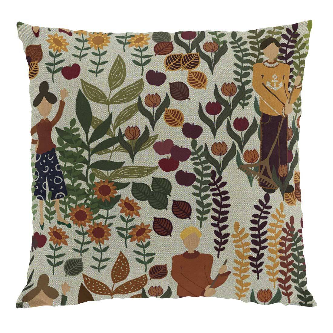 Trädgård kuddfodral Natur/Orange Arvidssons Textil