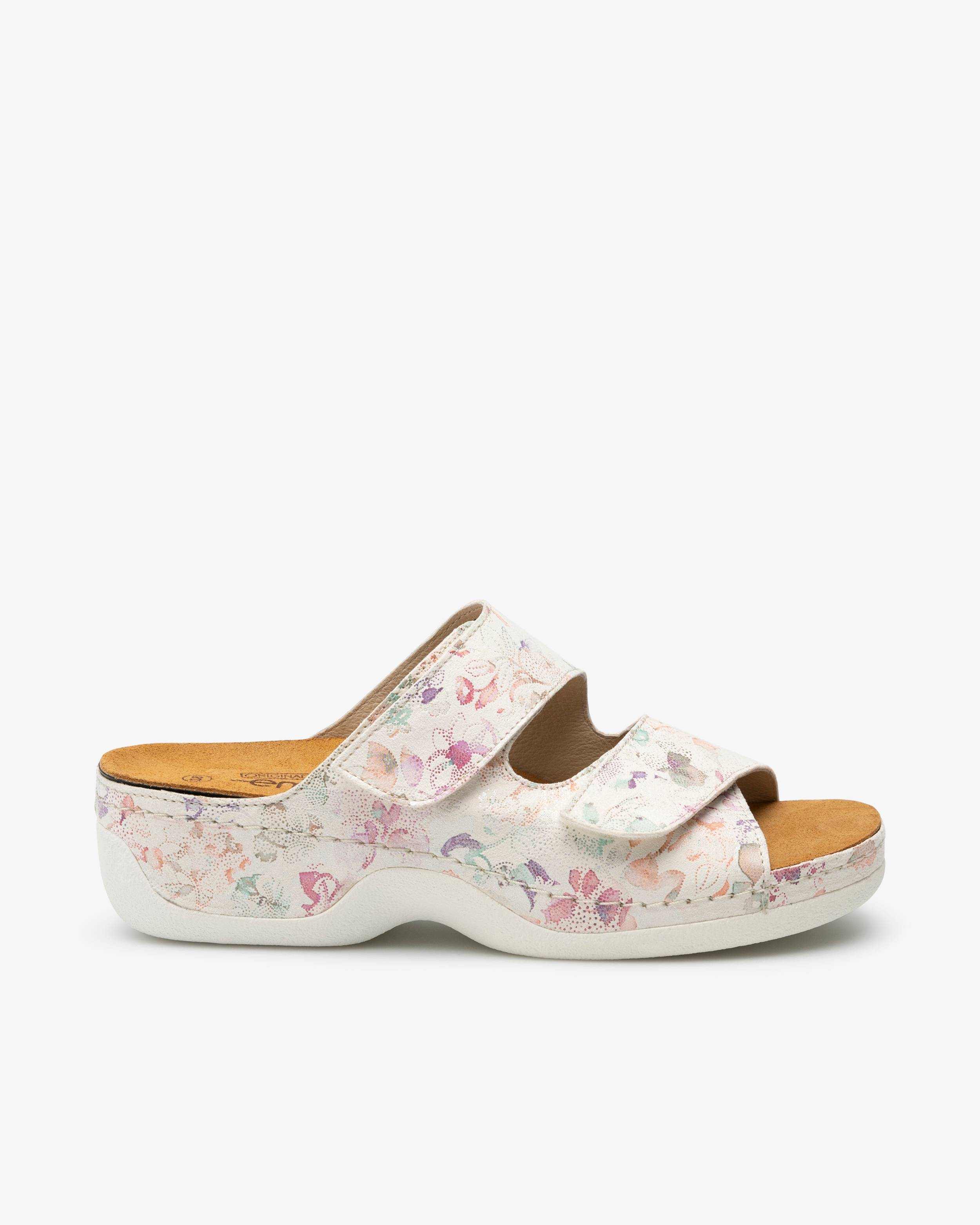 Embla 2303 Ergoflex Sandal Blommig, Vit Sula