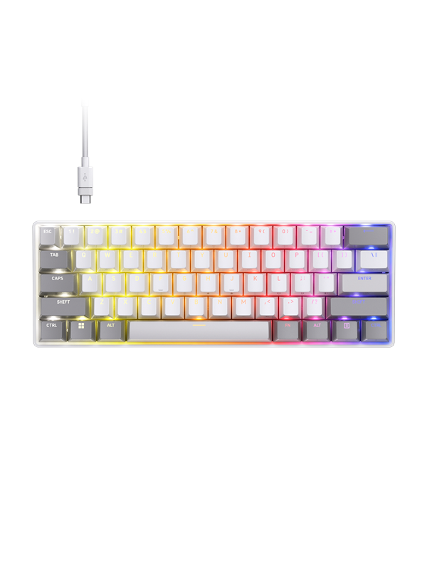 Corsair CLIPPER PRO MINI 60 - Gaming Tastatur - Uden Numpad - Amerikansk engelsk - Hvid