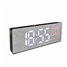 Digital väckarklocka Röststyrning Snooze Tid Temperatur Display 3 Alarm Spegel LED-klocka med USB-kabel