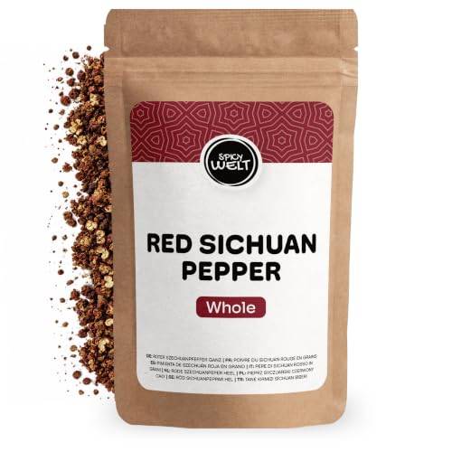 Spicy Welt Hela Röda Sichuanpepparkorn (100g) – Röd Sichuanpeppar för Wok, Asiatiska Grytor, Chiliolja, Nudelrätter, Marinader och Fisk | Kittlande, Citrusdoftande och Aromatisk | 100% Naturren, Utan