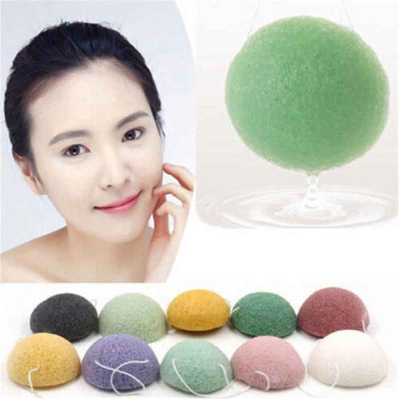 Kvinna naturlig konjac konnyaku fiber ansiktstvätt rengör svamp puff exfoliator hud massage verktyg - Grön