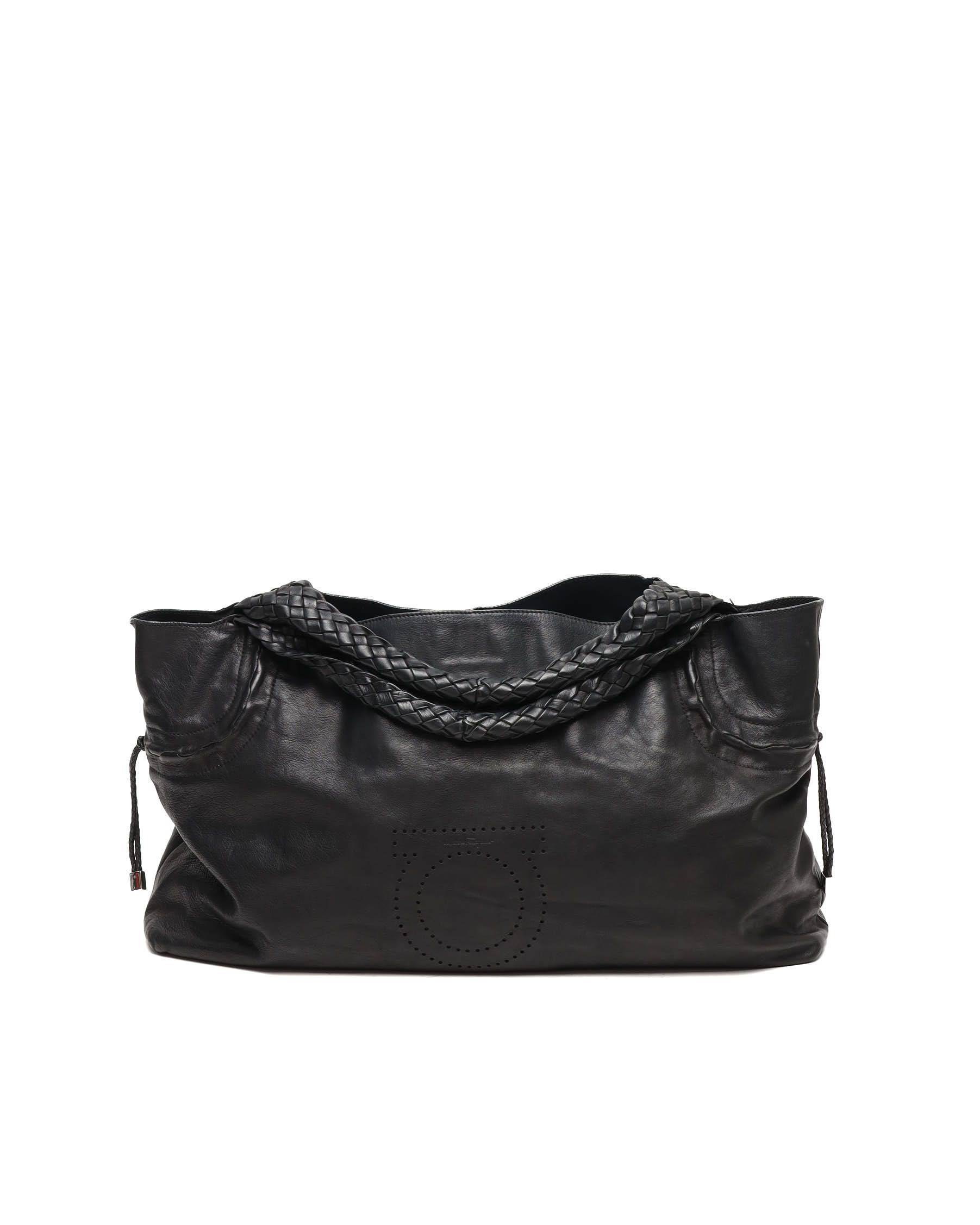 FERRAGAMO Leather Tote Bag - Black (One Size)