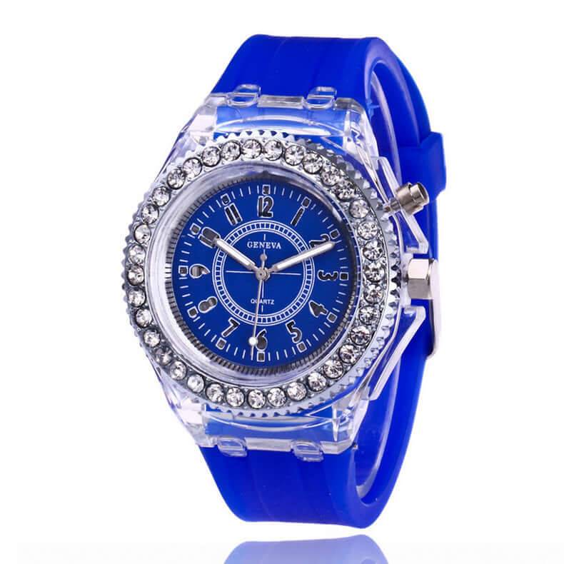 LED Luminous Watches Geneva Women Quartz Watch - Blue