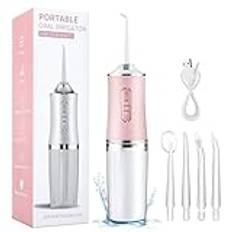 2024 New Portable Water Flosser Cordless 4-in-1 Oral Rinse with 3Cleaning Modes 4 Jets Cordless Clean Your Tooth Pink Mini Water Flosser Portable and Recyclable Water Flosser Cleansing Cordless(Pink)