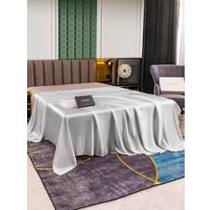 25Momme Mullbärssilke Seamless Platt Lakan - Silver / 1,2m Säng(220x260cm) / Endast Platt Lakan