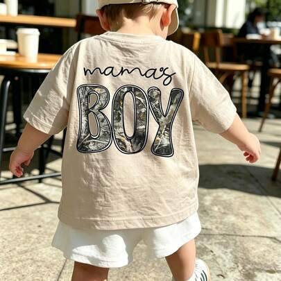 Casual cool anderningsbar lös kortärmad T-shirt för spädbarnspojkar - Aprikos (6-9M,9-12M,12-18M,18-24M,2-3Y)