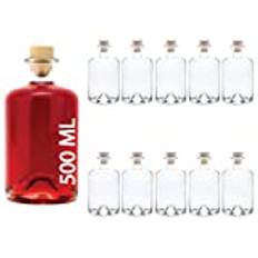 Casavetro klart Kork tomma glasflaskor 500 ml -återanvändbara påfyllningsbara Kork cap-lufttätt för Sloe Gin olja vinäger öl Vincider Vodka Soda och vatten (10 x 500 ml)