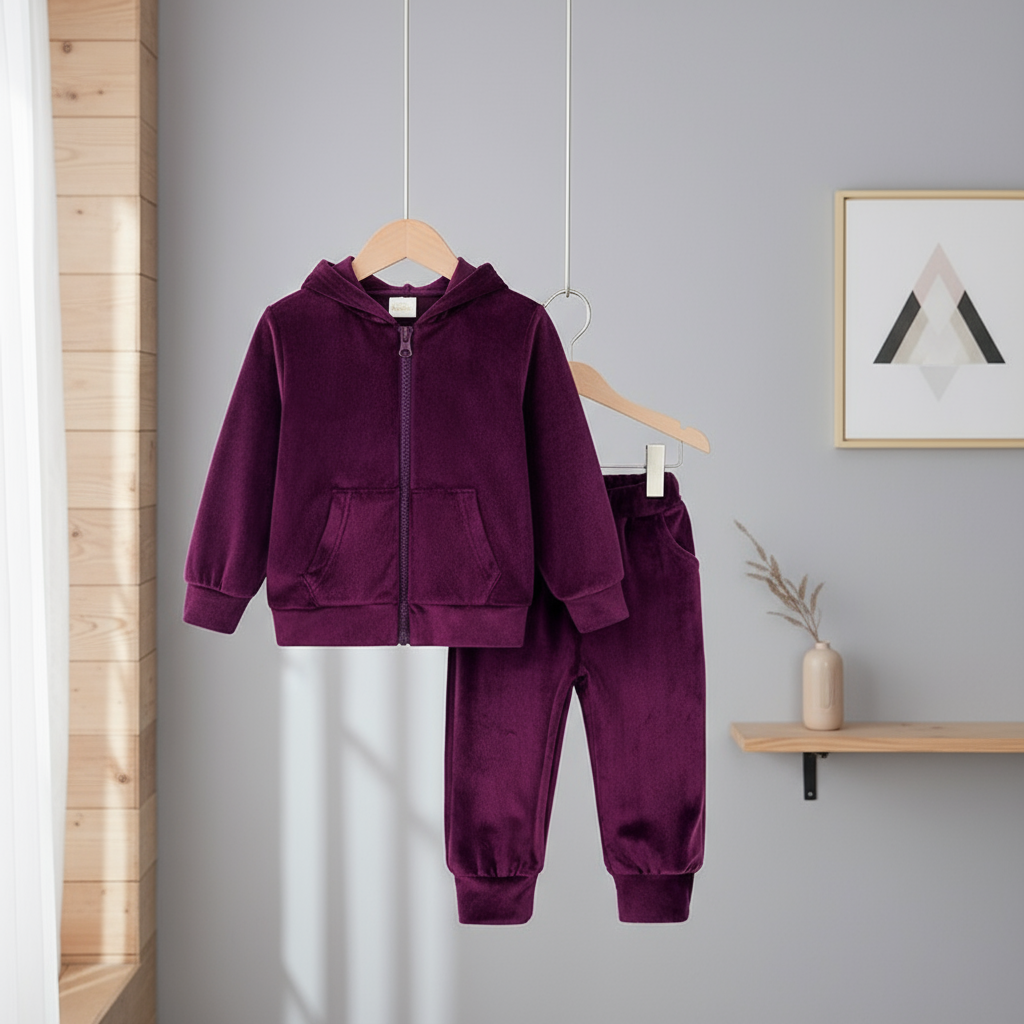 Mini Fashion™ – Mjuk och varm – Joggingdräkt Lila (Plum) / 100 (2–3 år) | Pedagogiska Träleksaker