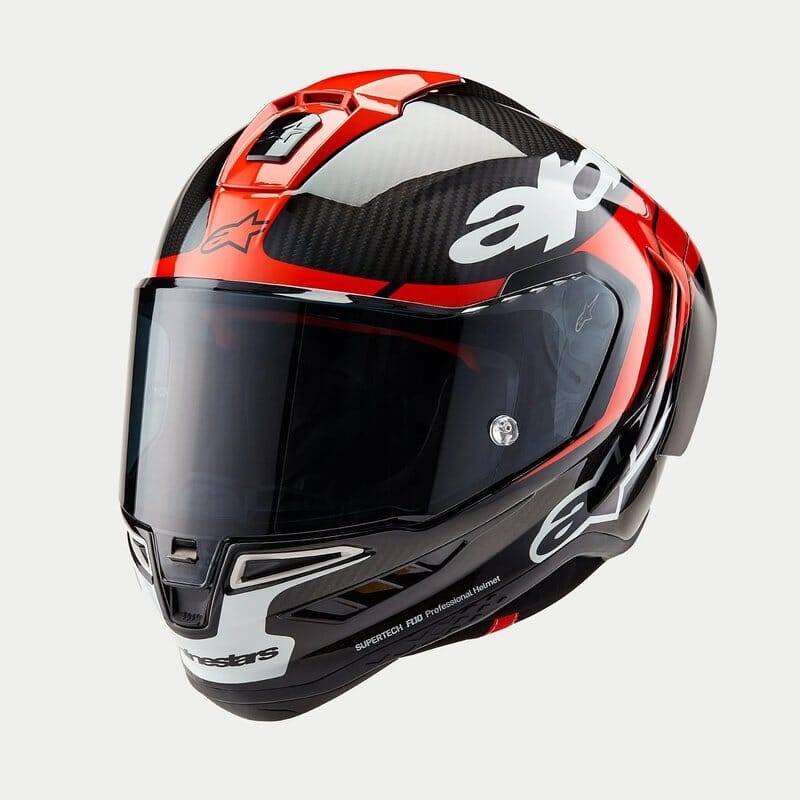 Alpinestars MC-Hjälm Supertech R10 Svart/Carb/Fluo Röd L