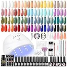 COSCELIA Kit med 20 st Semi-Permanent Nagellack 3 Färger Poly Nagelförlängning Gel UV/LED Lampa Bas Top Coat Gel Polish Nail Art Set Komplett