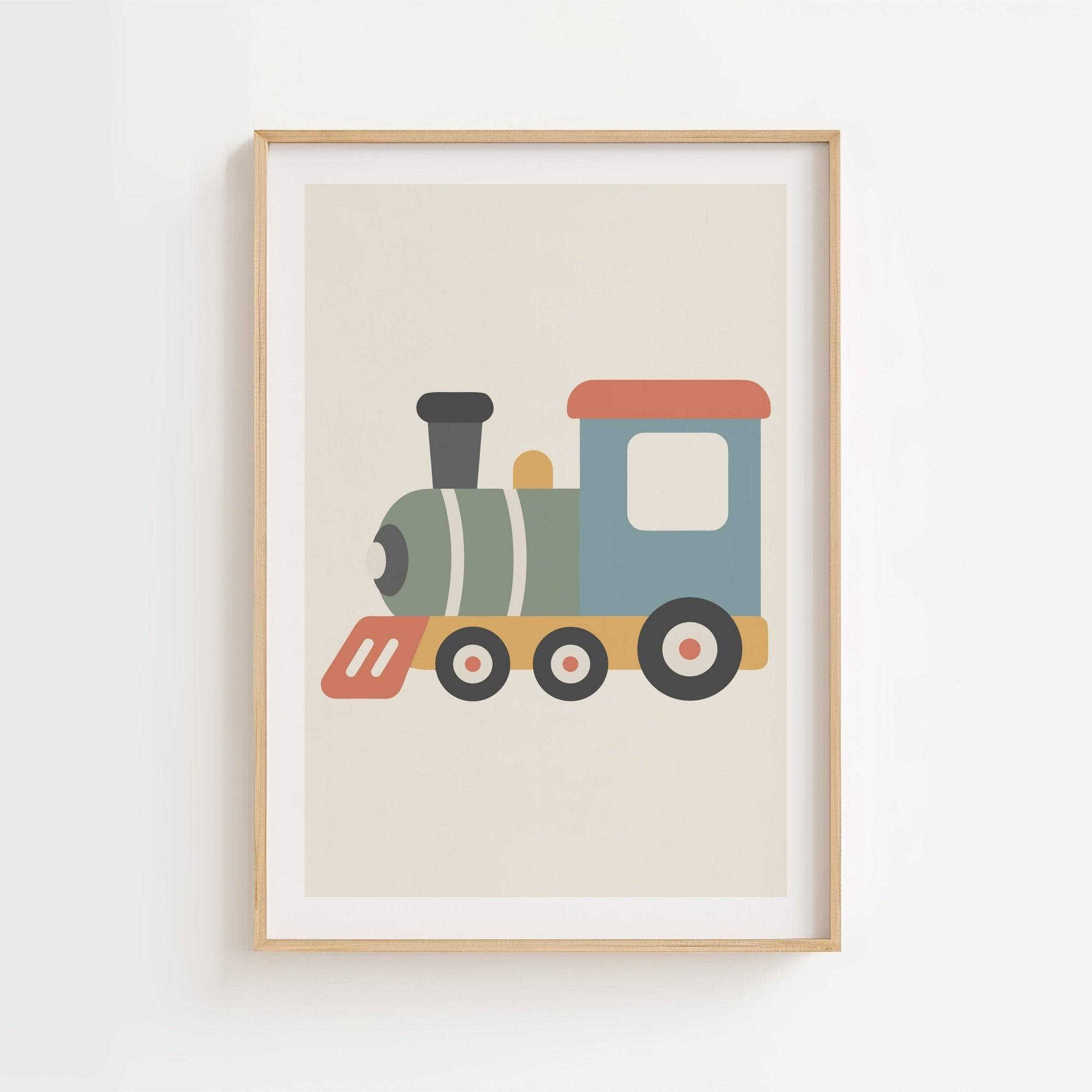 Tågposter-70x100 cm / 28x40″ / Med ram / Vit