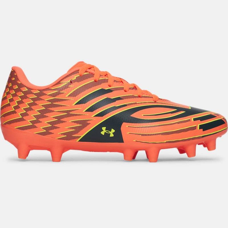 Under Armour Shadow Club 4 FG Jr. Boys' Soccer Cleats Electric Tangerine / Arden Green / High Vis Yellow 33.5