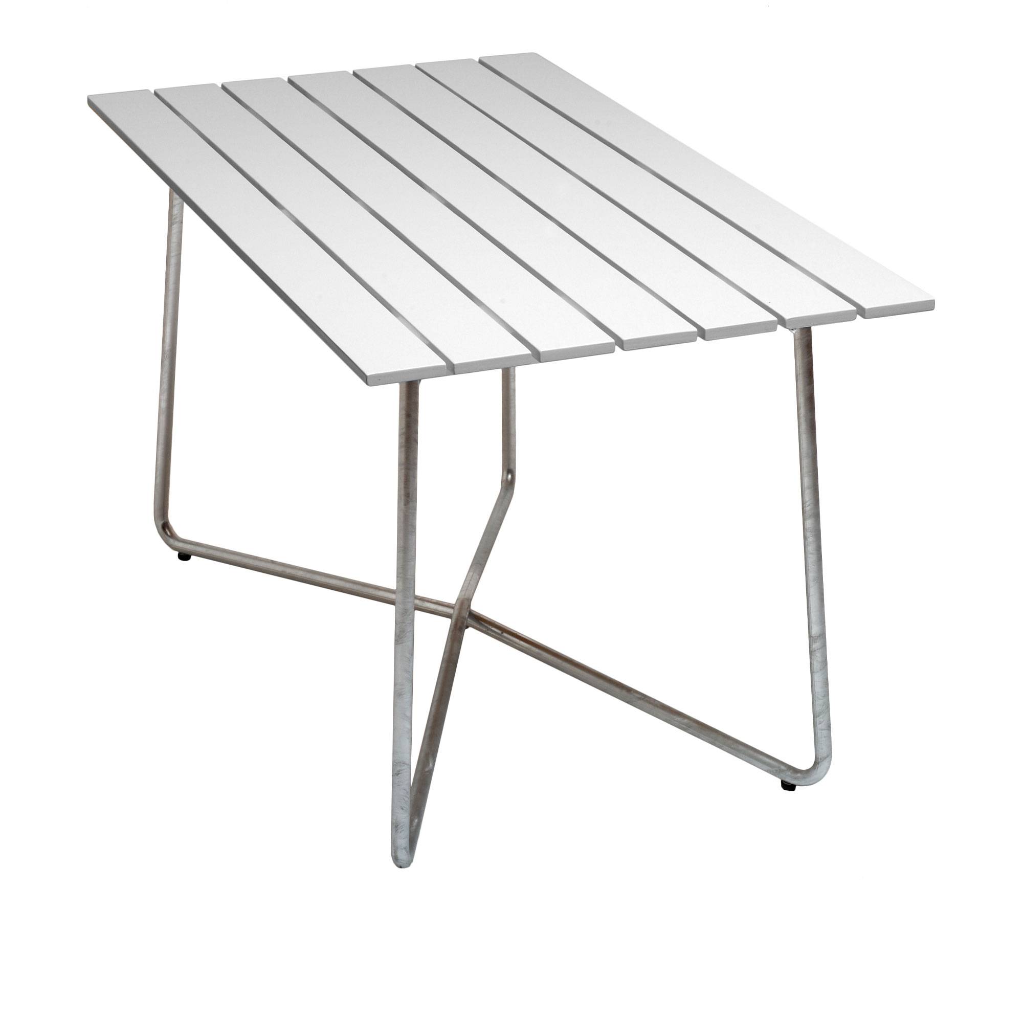 Grythyttan Stålmöbler - Bord B25A 120 cm Vitlackerad ek / Varmförzinkat stativ - Matbord utomhus - Vit - Metall/Trä