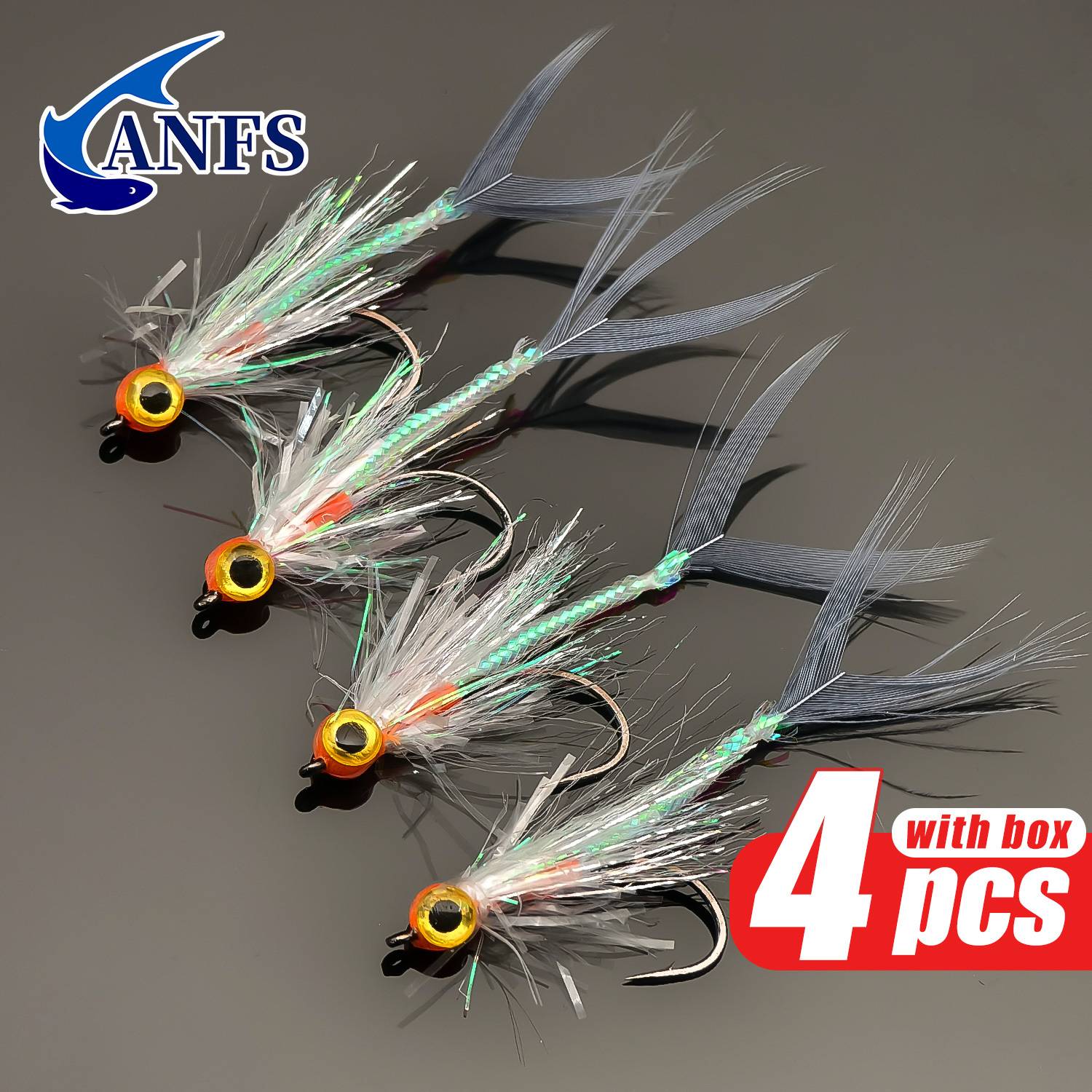 ANFS 4 Pack Baitfish Flies -Streamer Flies for Freshwater Saltwater Fishing