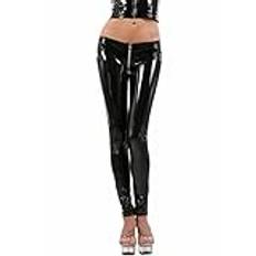 MISS NOIR 505571 Wetlook dam sexiga vinylleggings S–3XL, Svart (In505571-bk), L