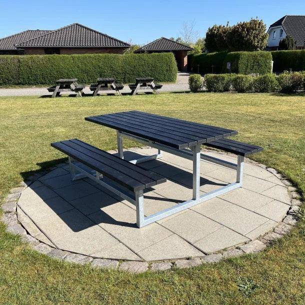 Bordbænkesæt Uden Ryglæn Sort 180x180 cm InGarden