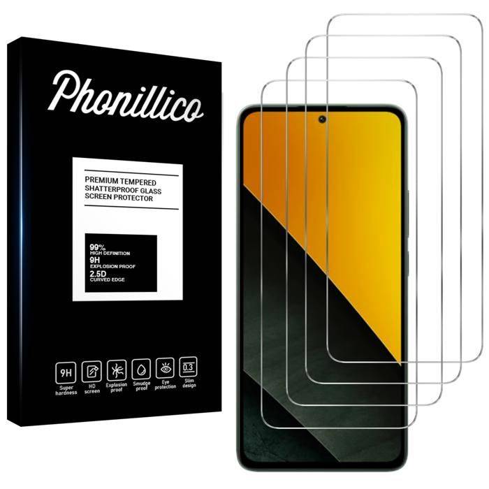 Tempered Glass - Phonillico® - Xiaomi Poco M7 Pro 5G - Pack of 4 - Scratch Resistant - Screen Protector transparent