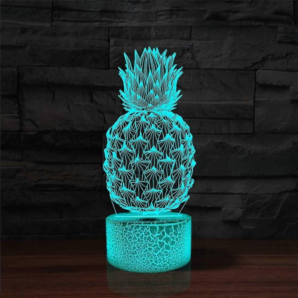 Pineapple 3D Illusion Lamp, LED Pineapple Night Light för barn, 7 färger