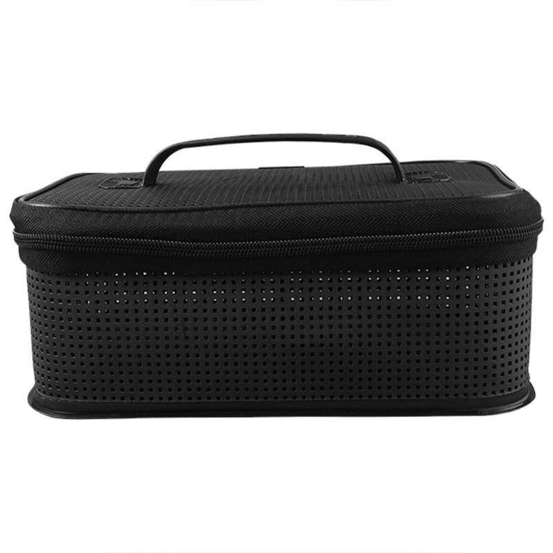 Portable Fishing Gear Bag with Handle Breathable Mesh Bag Zipper Closure Fishing Tackle Storage Case Lure Baits Bag black