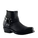 Slipmaskiner unisex Renegade LO svart läder cowboy western biker ankelstövlar 9, Svart, 41.5 EU