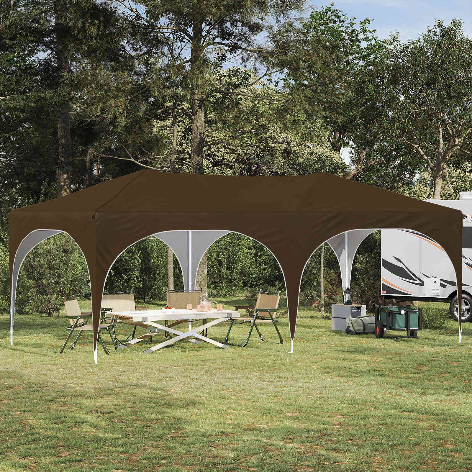 vidaXL Pop-up Festtelt Gråbrun 575 x 288 x 245 cm Oxford stof