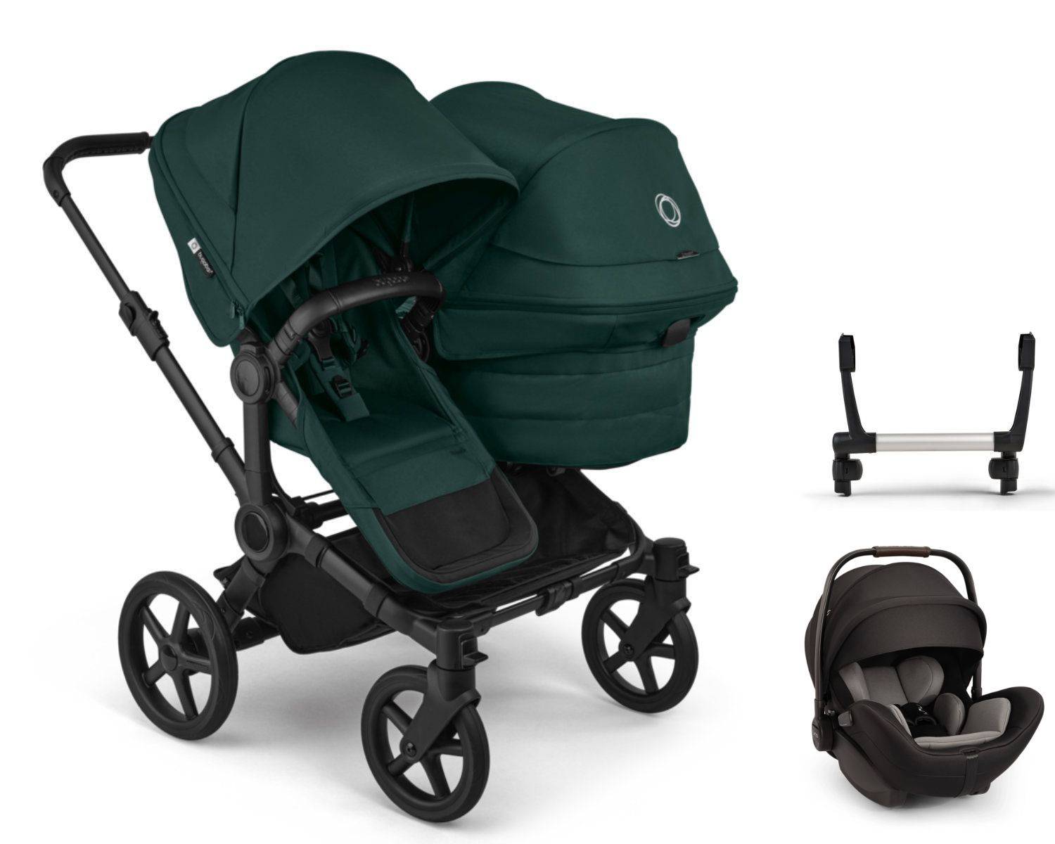 Bugaboo Donkey 6 Duo Stroller Set 3 in 1 incl. Nuna Arra Flex i-Size Car Seat - Black / Fern Green