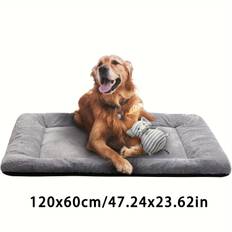 TEMU Dog Beds Crate Pad For Medium/large Dogs,ultra Soft, Washable & Anti-slip Kennel Pad For Dogs Cozy Sleeping Mat, Gray